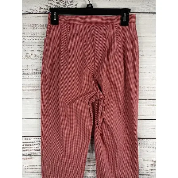 Lauren Ralph Lauren Pants Womens 4P Red White Check Cropped Stretch Dress Petite - Picture 4 of 6